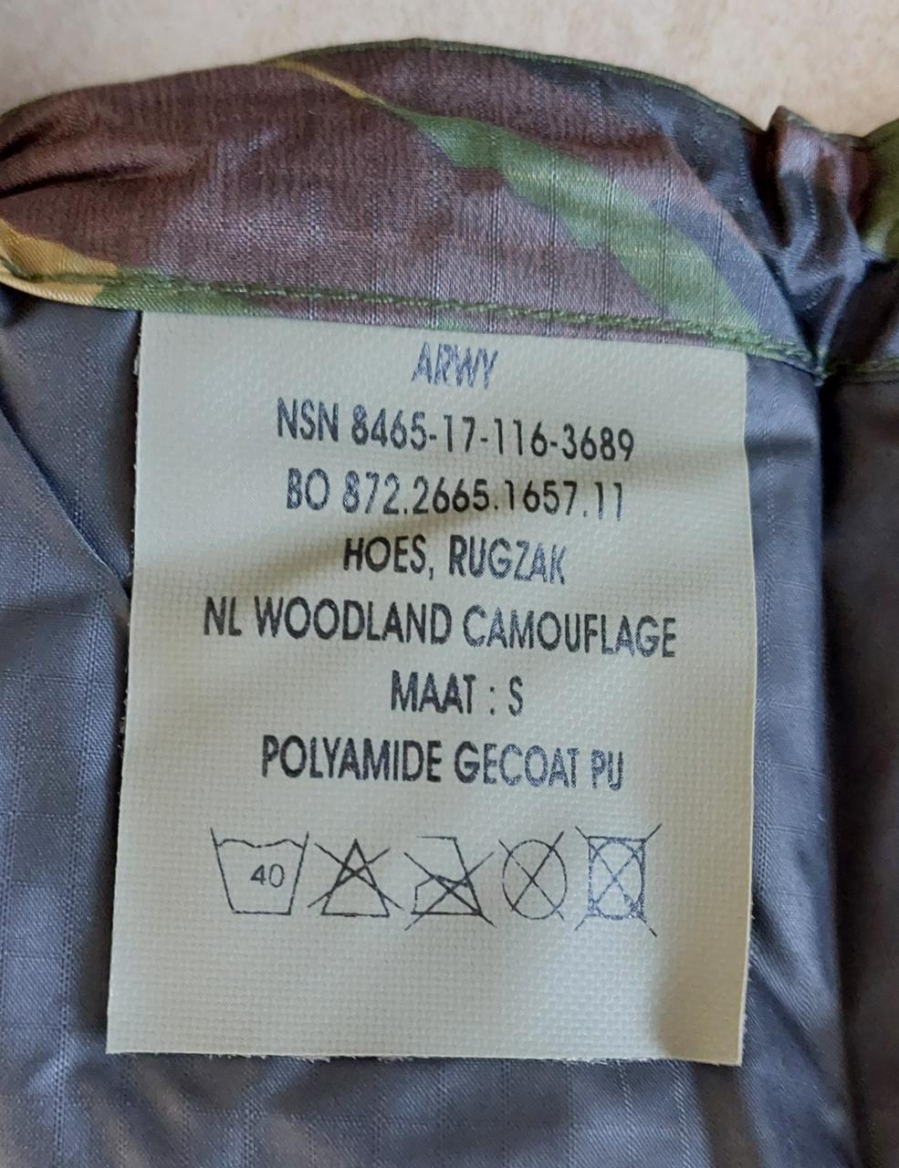 NIEUW – REGENHOES RUGZAK 60 liter KL Woodland, mt S