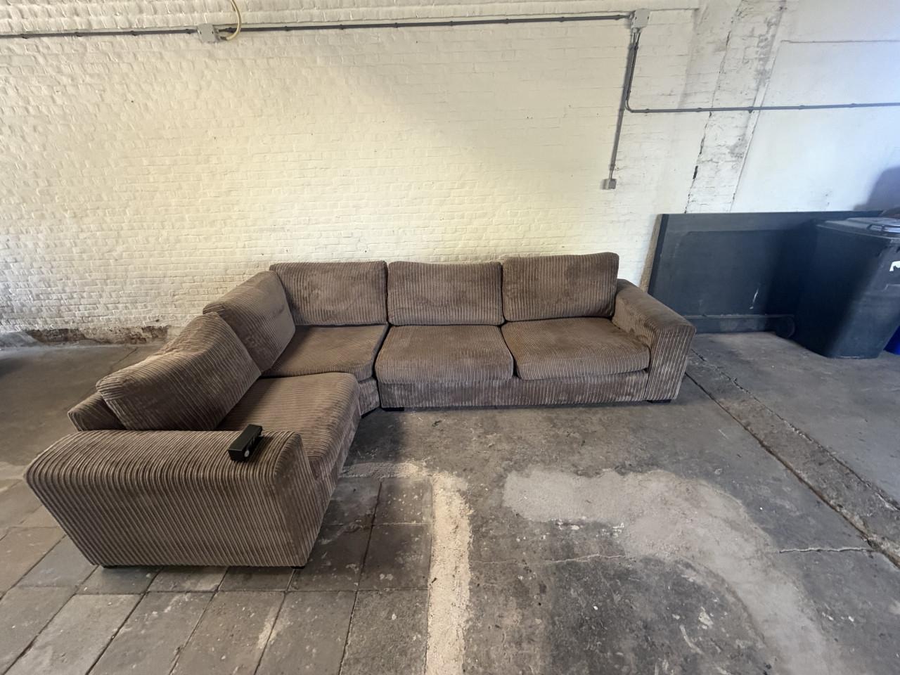 Bankstel beige rib stof