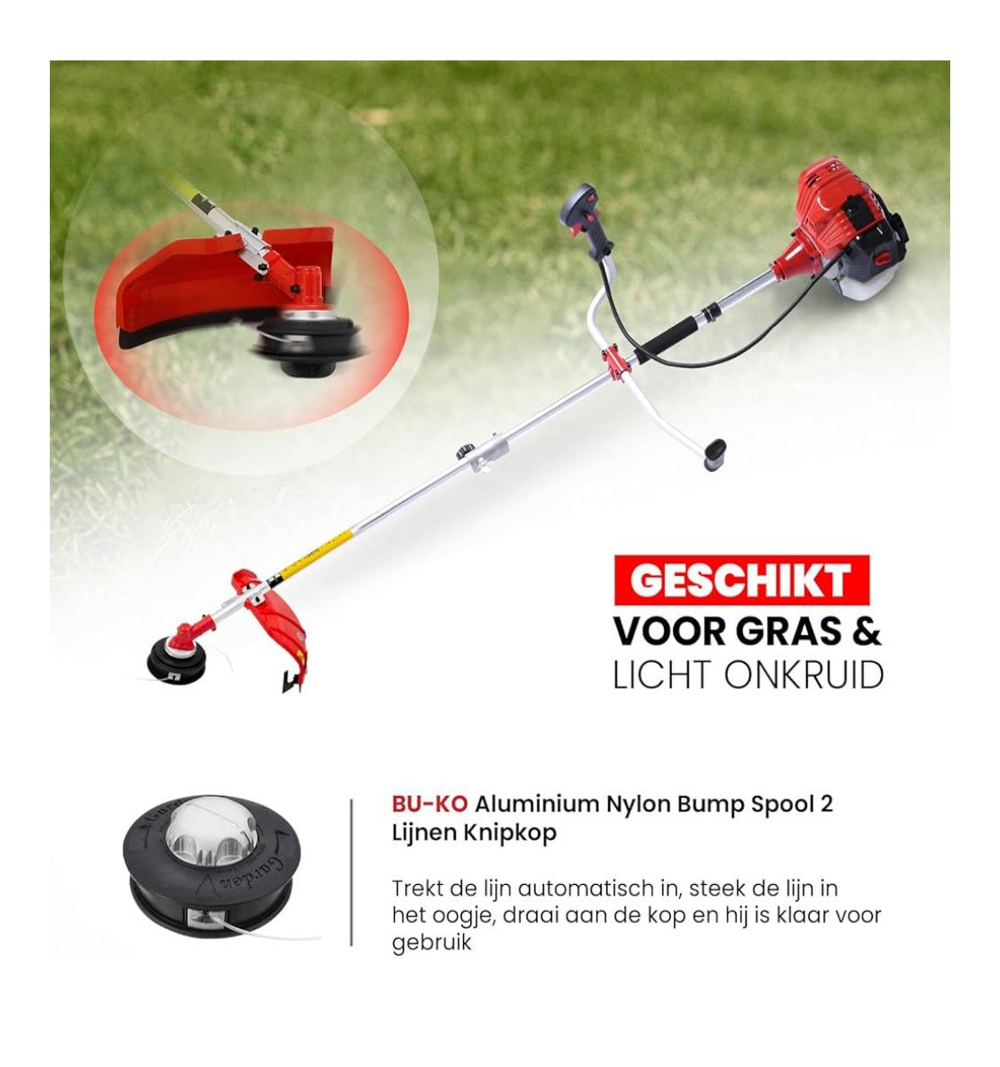 Bosmaaier inclusief gras trimmer en onkruid borstel
