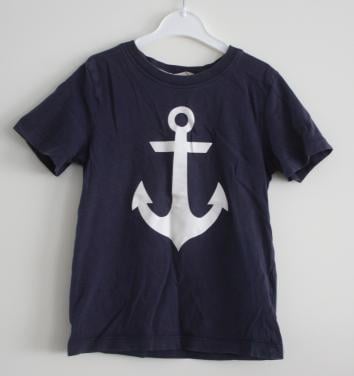 Blauw tshirt met anker maat 110-116