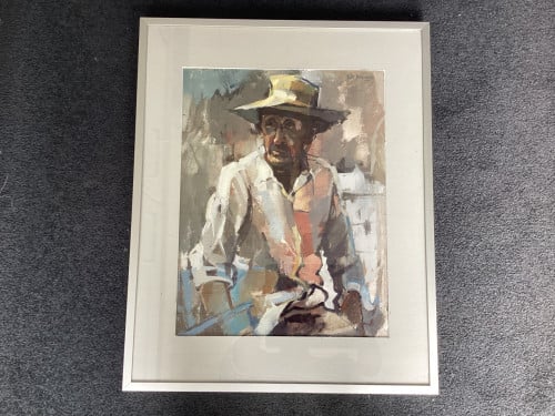 Poster in lijst van de kunstenaar Rik Snijckers. AFM. 41x51 cm.