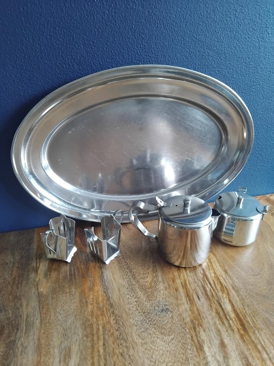 Vintage RVS Roestvrijstaal Horeca set