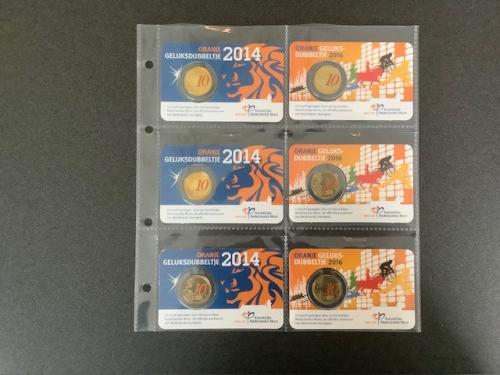 Coincard Oranje Geluksdubbeltje 2014 en 2016.