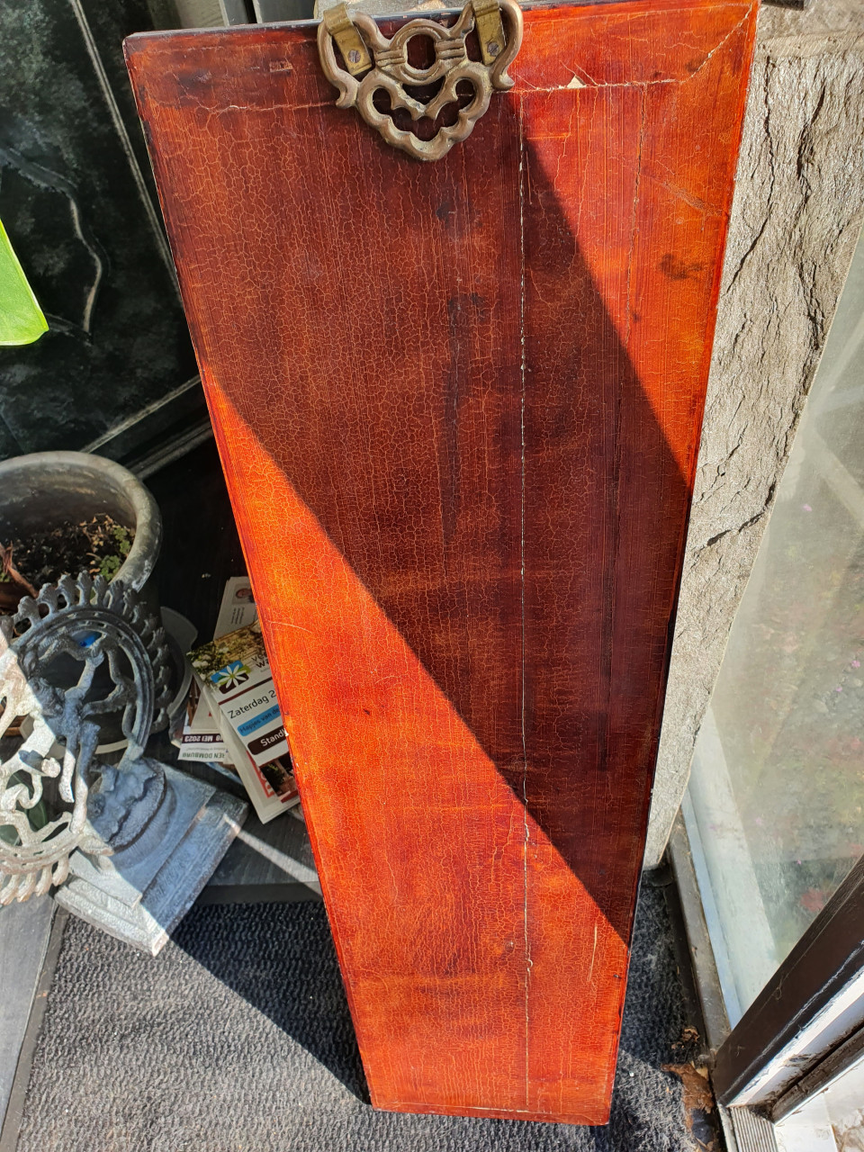 Prachtige antieke chinese houten plank, handgeschilderd in mooie staat...