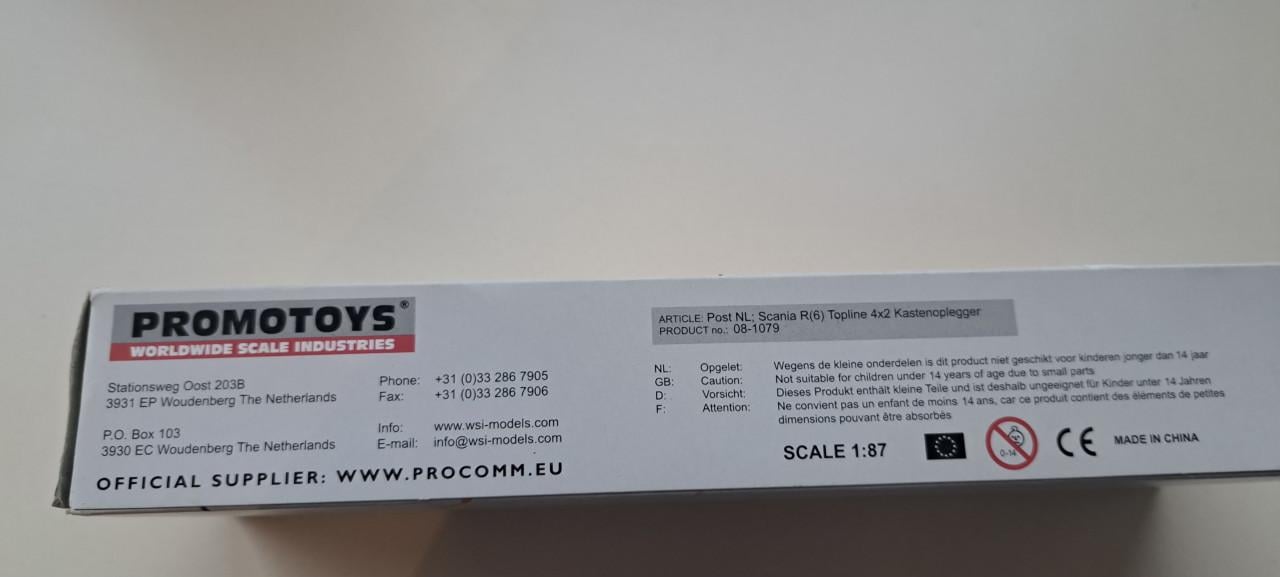 Miniatuur PostNL vrachtauto