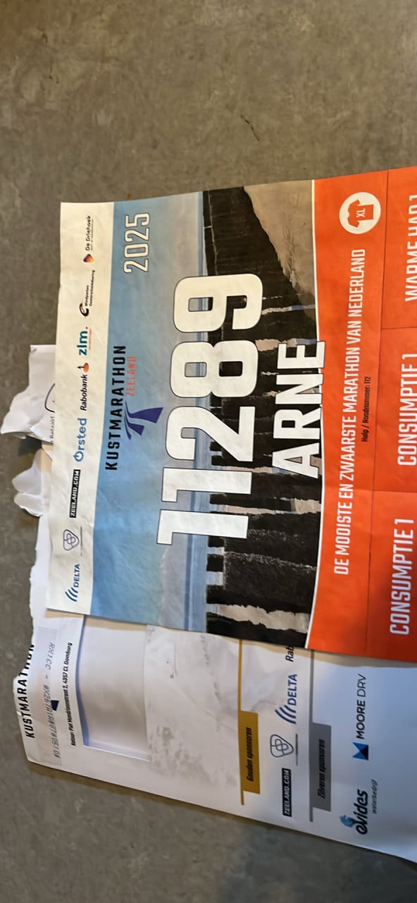 Startbewijs kustmarathon zondag.