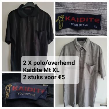 2 heren poloshirt / overhemd grijs en zwart van Kaditi Mt XL