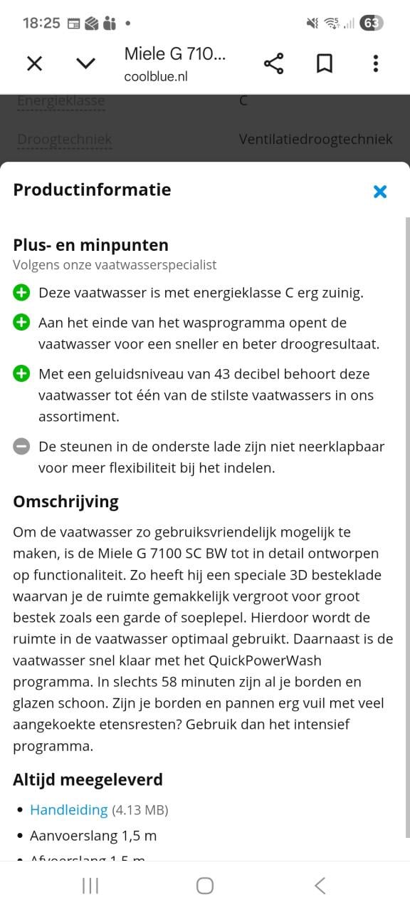 Miele losstaande vaatwasser G7100 sc