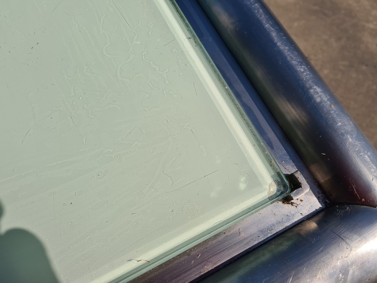 Tuintafel Rvs+ melkglas 160x80x80