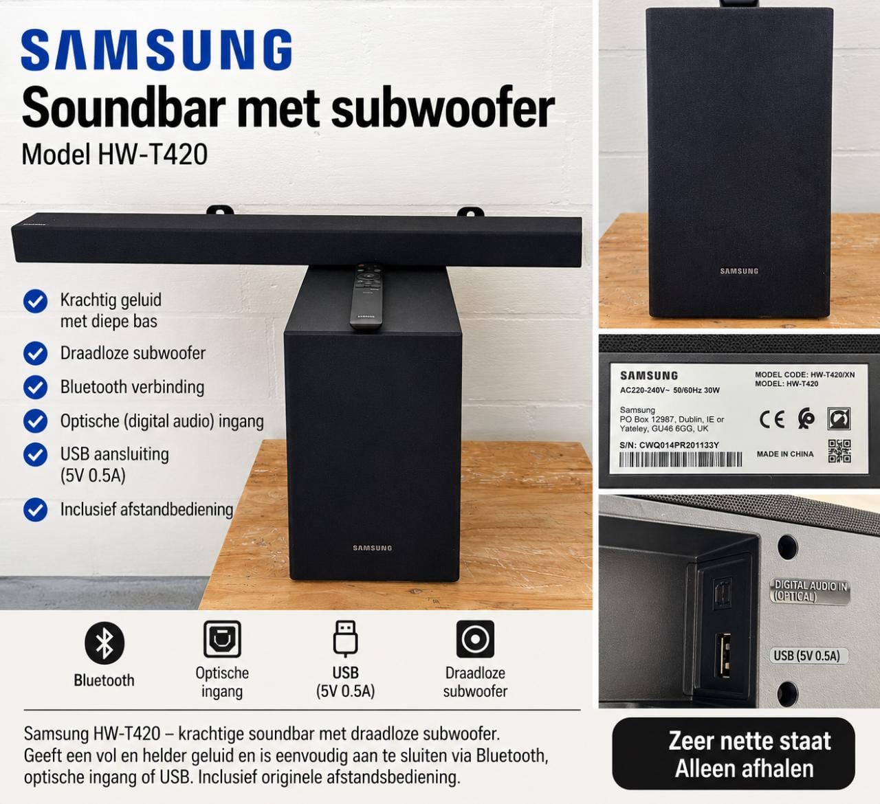 Samsung HW-T420 Soundbar + draadloze subwoofer