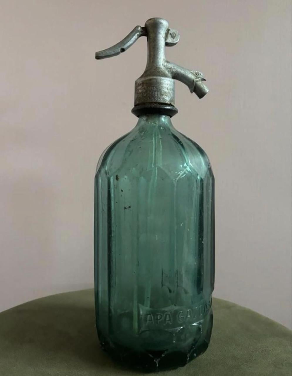Vintage Roemeense Sifonfles -APA GAZOASA - Jaren 50 zeegroen