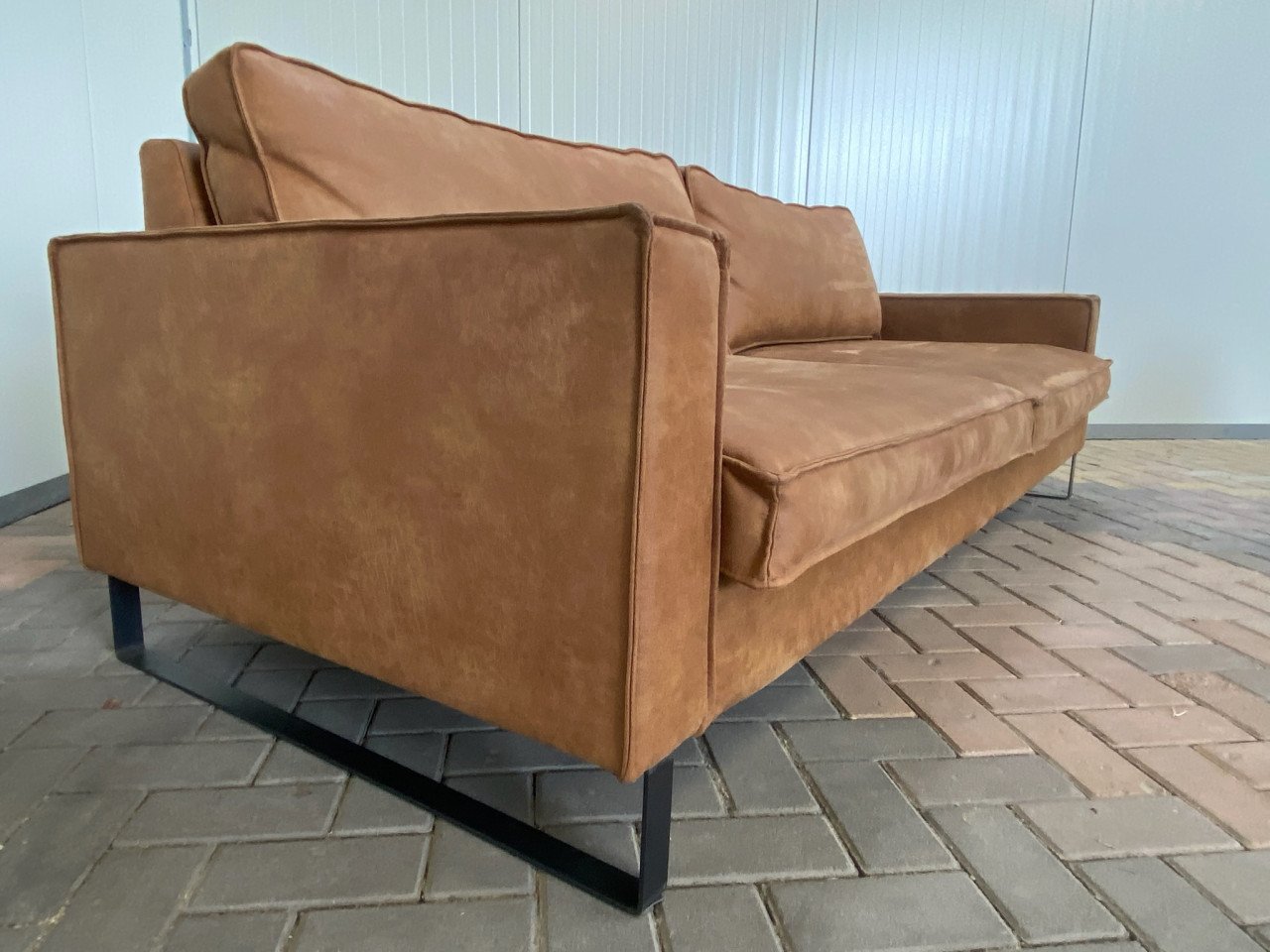 GRATIS LEVERING HEEL NL Cognac Stoffen 4-zits Bankstel