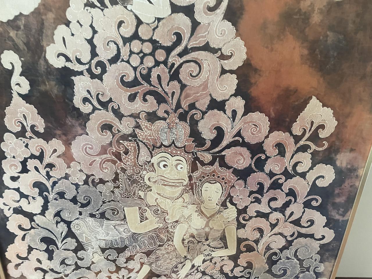77x92cm Batik schilderij in lijst Ramayana Indonesië Java