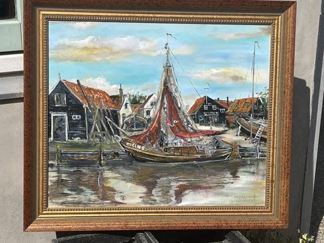 Arnemuiden oude haven met werf  120 x 80 cm doek  en 50 x 60 cm doek