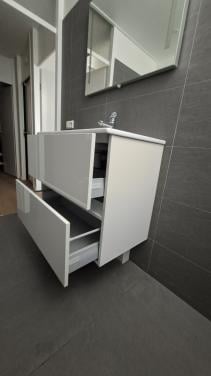 Wastafel onderkast met porseleinen wastafel en Grohe mengkraan