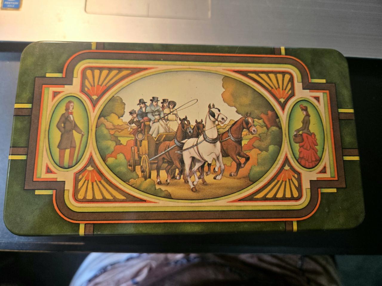 Rechthoekige groene theeblik van Douwe Egberts Pickwick