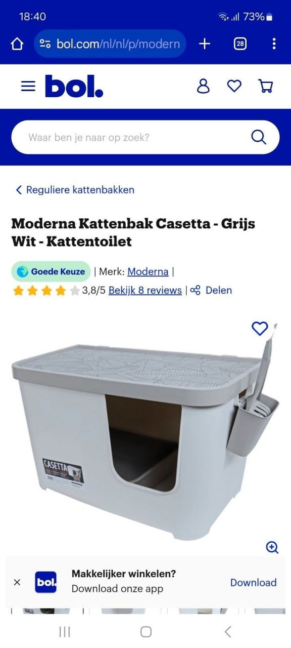 Kattenbak + uitloopmat-kattentoilet-kattenhuis-grijs wit-45x45x76