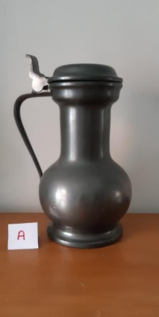 Tinnen kannen met deksel , 4 verschillende modellen