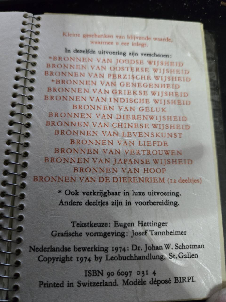 Boek:Bronnen van Japanse Wijsheid 1974 1e druk