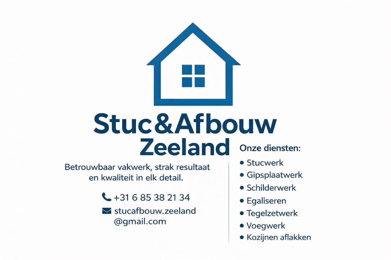 Stuc&AfbouwZeeland Stukadoor,Schilder,Gipsplaatwerk,Tegelzetwerk,Egaliseren