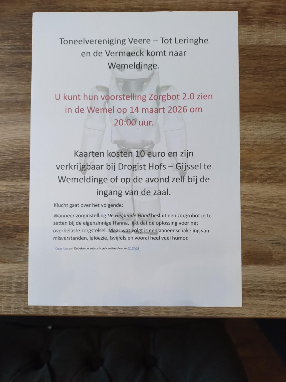 Toneelvereniging Veere komt naar Wemeldinge