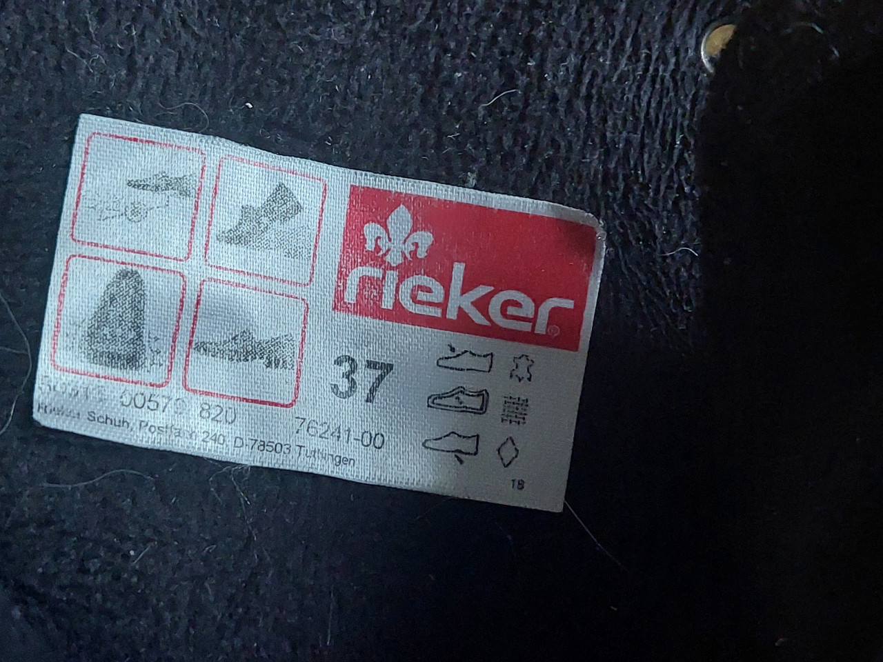 Zwarte Rieker damesboots mt 37 met grove rode stiksels