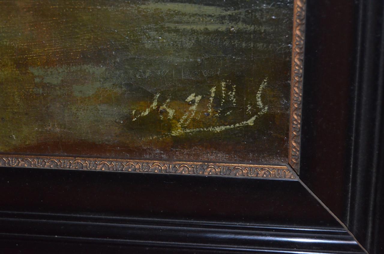 Giga schilderij Maarten Jr. Bos 19e eeuws igst. schaapskudde