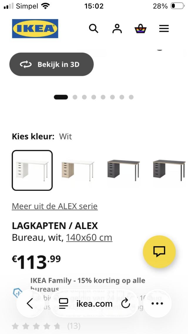 IKEA bureau Alex serie (wit)