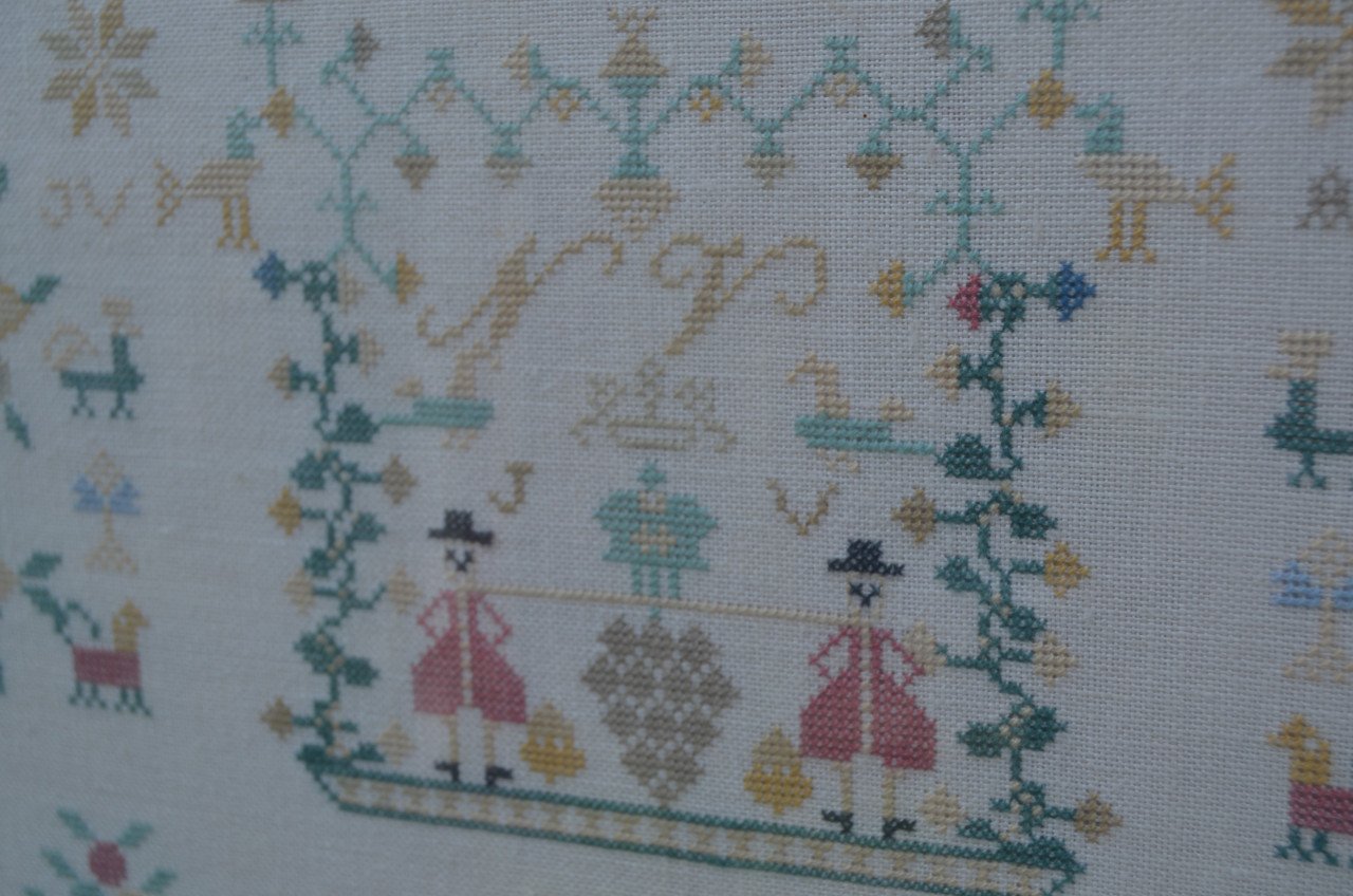 Grote Twentse merklap 1792 zeer fijn geborduurd ipst!!
