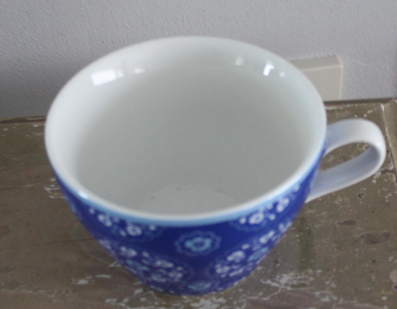 Nieuwe blauwe soepkom met print