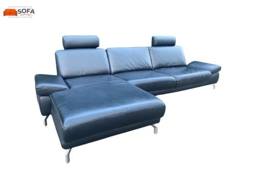 Henders & Hazel Zwarte Hoekbank –Echt Leer – Gratis Levering NL