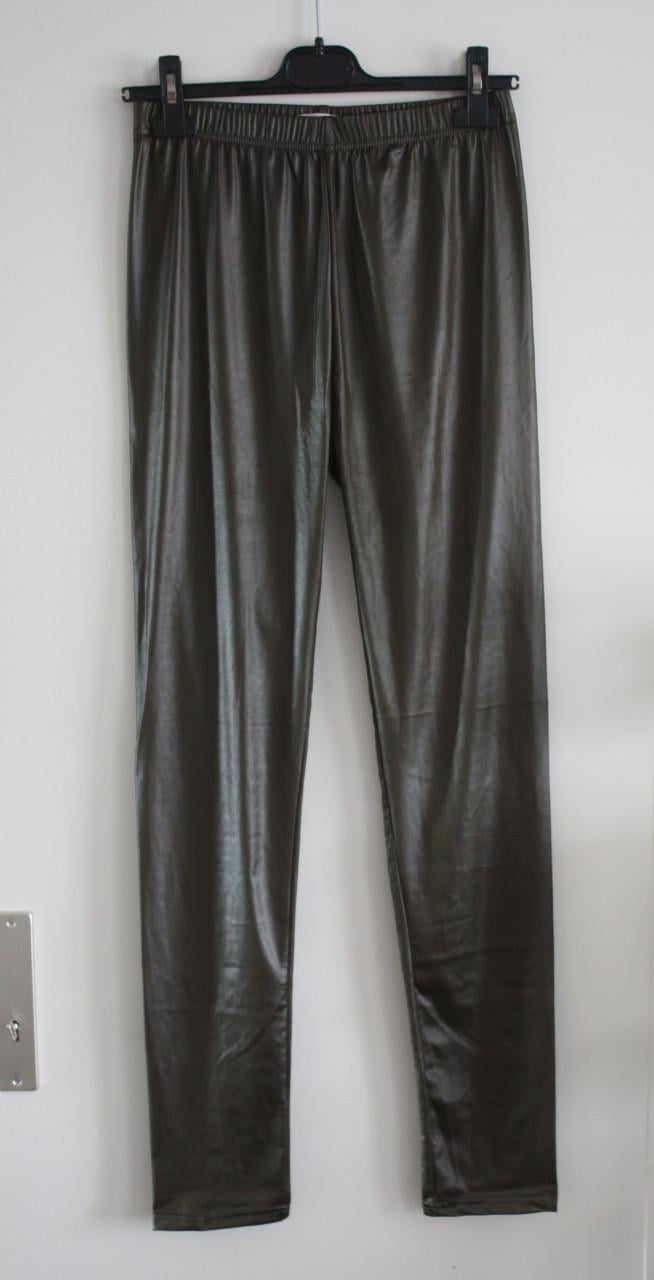 Gron bruine glimmende  legging maat L