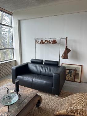 Zwart leren bankstel