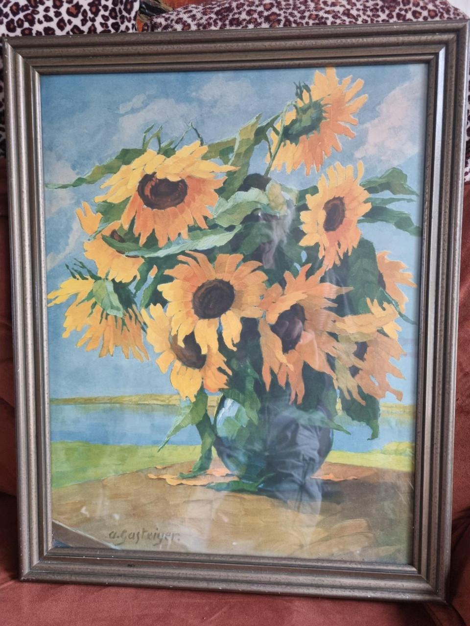 Schilderij Zonnebloemen gesigneerd A.Gasteiger