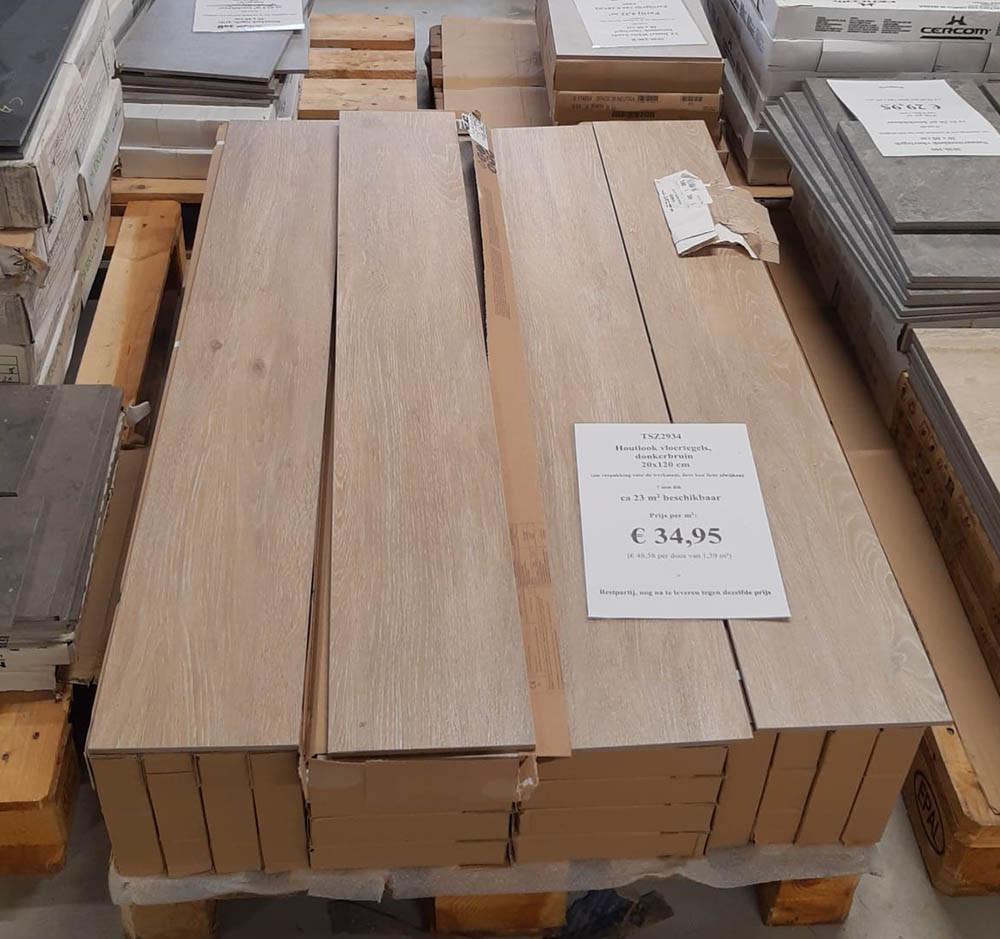 TSZ2934 ca 12,8 m² houtlook vloertegels, 20x120 cm, prijs per m²