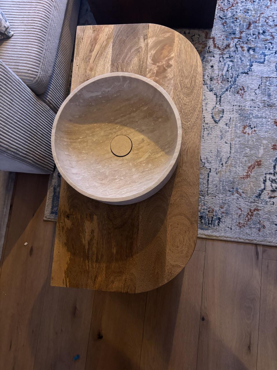 Nieuw badkamermeubel massief mangohout met waskom