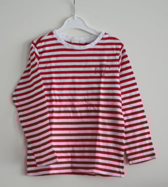 Rood wit gestreept shirt  maat 104-4jaar