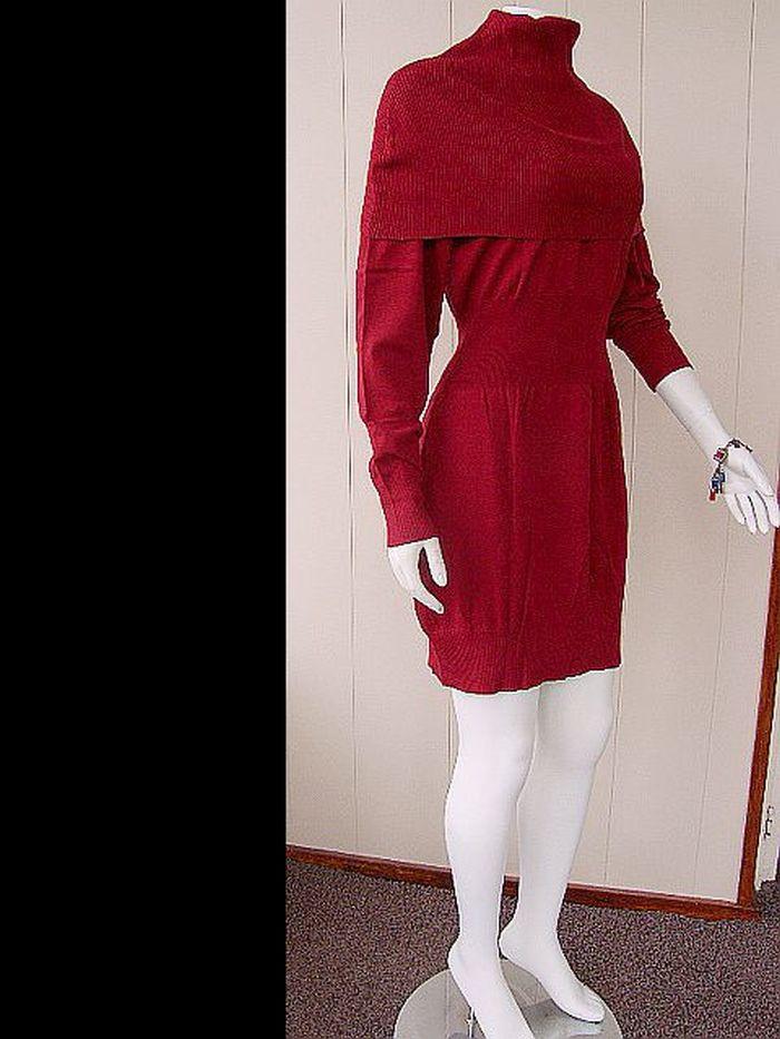 SÁBETH: Nieuw fijn gebreid trui/jurkje dieprood 100% zijde S+M+L € 280