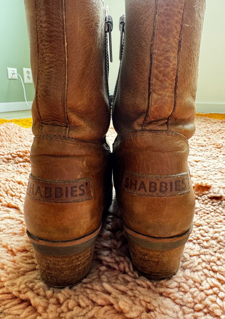 Shabbies Amsterdam cognac leren enkellaarsjes 40