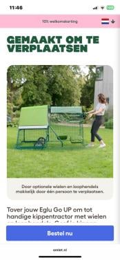 Verplaatsbaar kippenhoek met ren van de firma Omlet