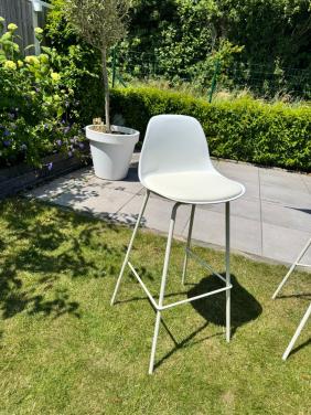 Barkruk, wit/metaal 4 stuks