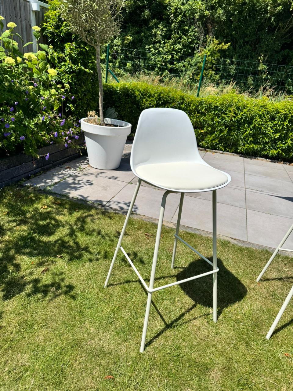 Barkruk, wit/metaal 4 stuks