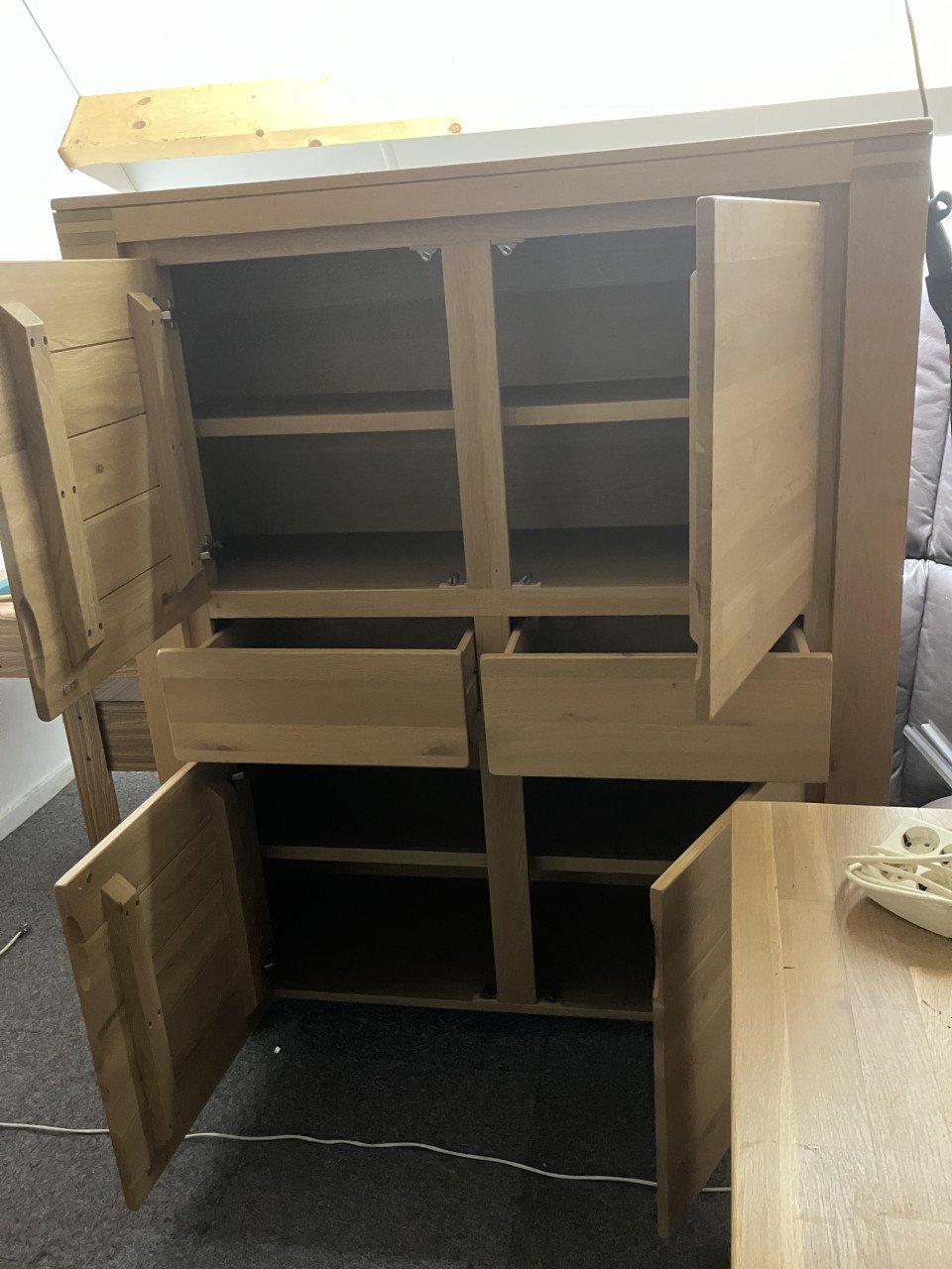 Licht eiken eettafel 1.90x1.02x0.77 lxbxh