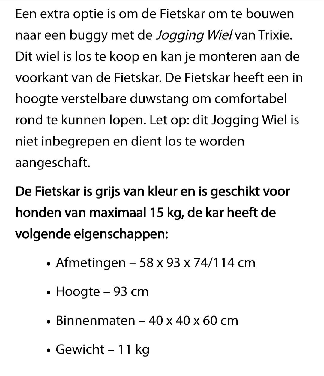 Hondenfietskar/buggy  small Trixie
