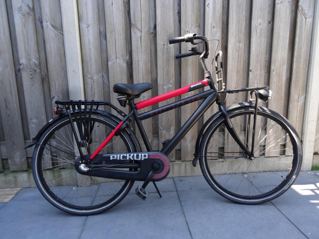 🚲 Sparta Pick-Up Transportfiets – 26 inch | Zwart/Rood ❤️🖤