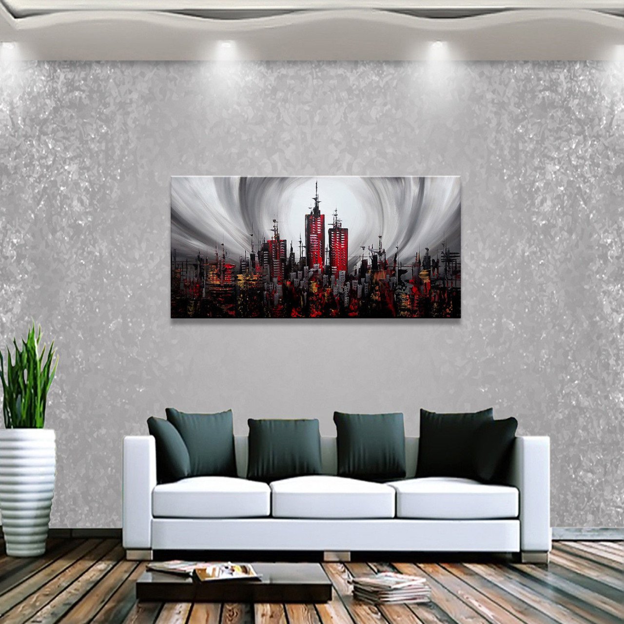 " City at Night "  prachtig Acrylschilderij van Gia Hung