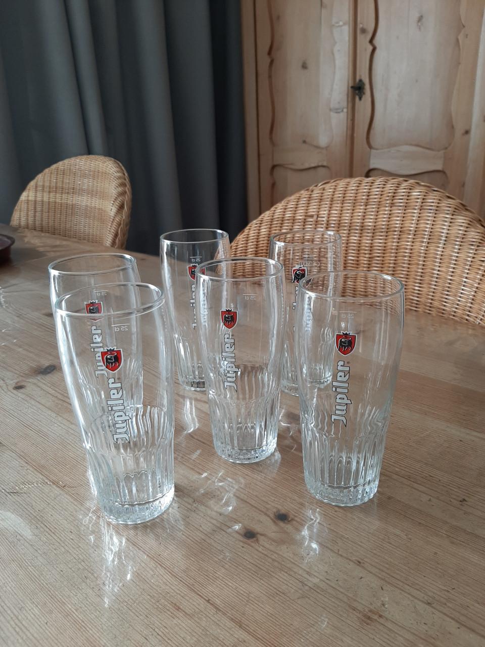 6 JUPILER BIERGLAZEN - DIA 6,3 CM  - HG 15 CM