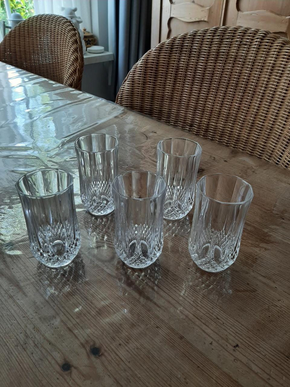 CRISTAL`D ARQUES  - 5  TUMBLERS - LIKEURGLAZEN  - KRISTAL