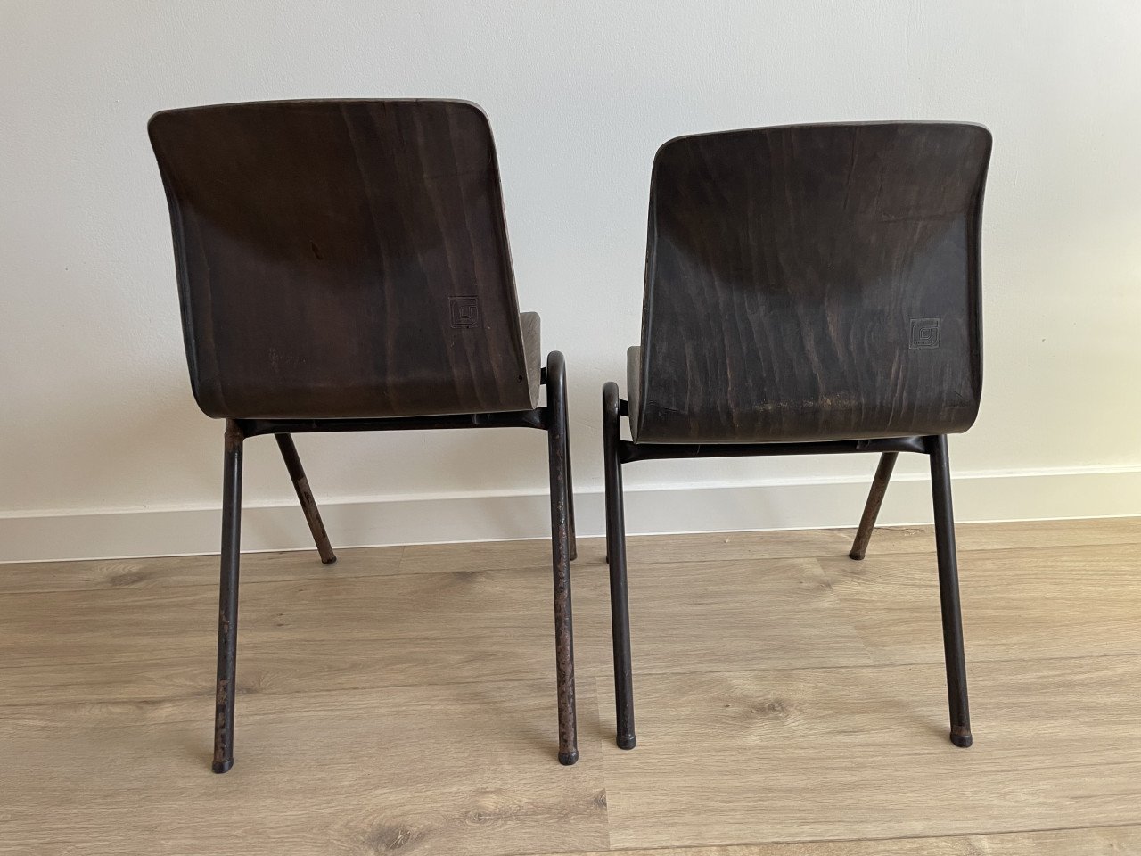 Vintage pagholz schoolstoelen set van 2 (thur op seat)