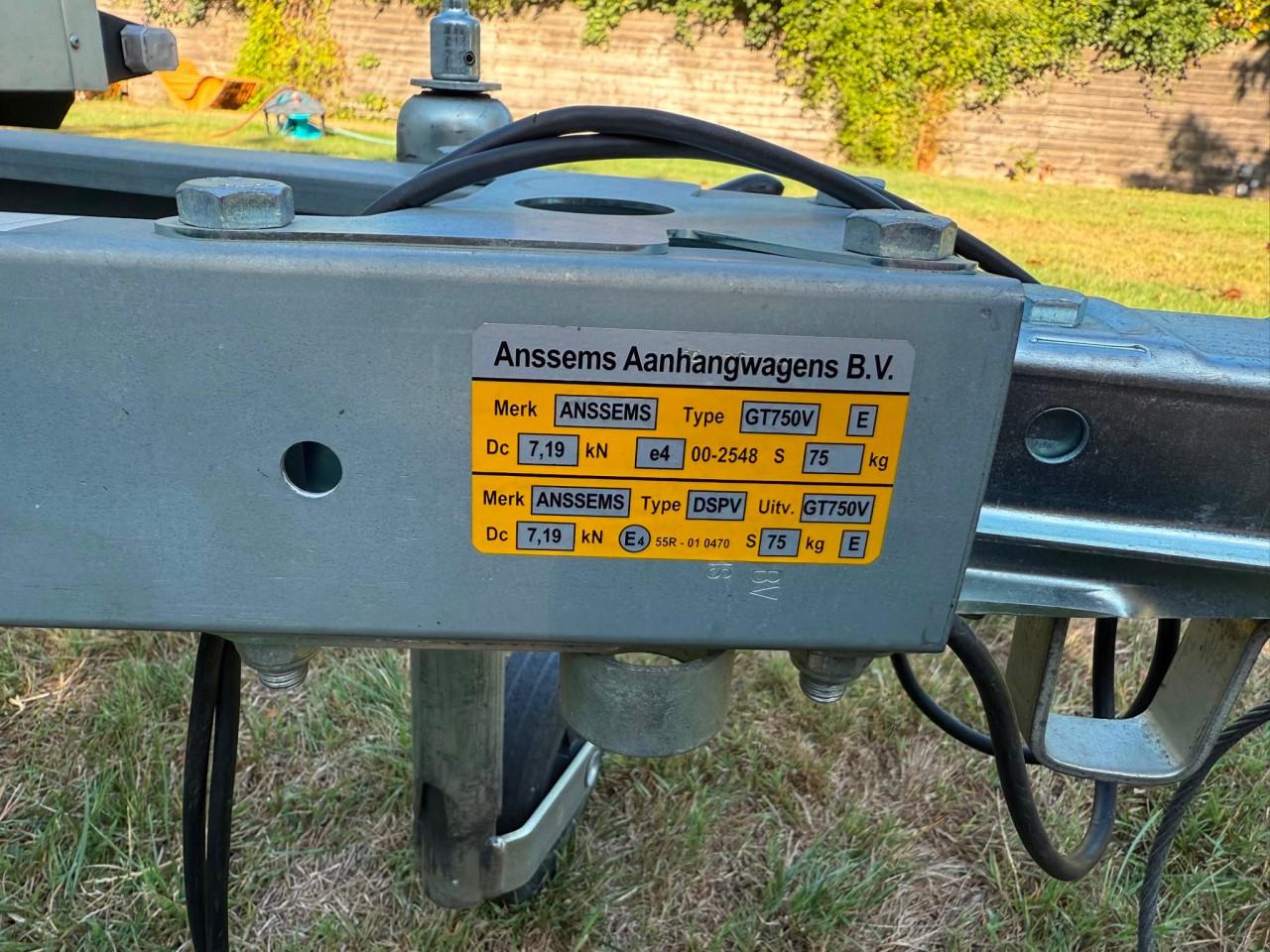Anssems GT750 bagagewagen | 211 × 126 × 48 cm Incl disselslot & reservewiel